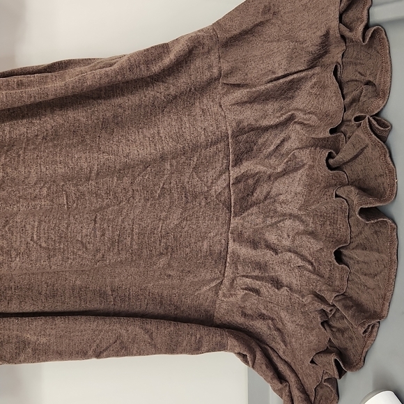 REBORN J dress ruffled sleeves and hem brown heathered NWOT - Picture 2 of 6
